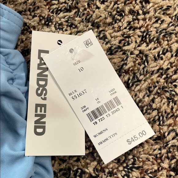 🆕 Lands' End Sky Blue Cinched V-Neck Tank Top Swim Top Size 10 | NWT - Picture 6 of 6